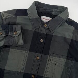 Carhartt Buffalo Plaid Lined Flannel Shirt Jacket Women Small 4/6 Green Black